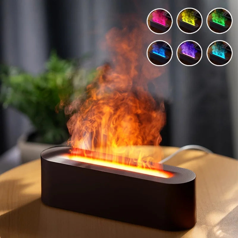 Newest aroma diffuser with flame effect,quiet air humidifier,essential oil,aromatherapy,ultrasonic mist,7 color night light (Delivery time is approximately 14 to 21 days.)