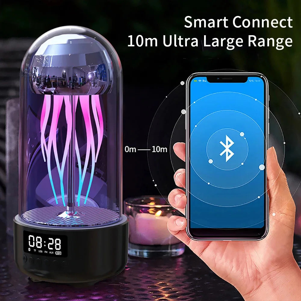 Creative Jellyfish Wireless Speaker with Colorful RGB Breathing Light and Led Clock Display Screen Stereo Subwoofer SpeakerV (Delivery time is approximately 14 to 21 days.)