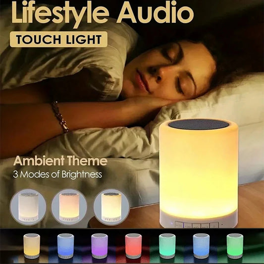 Portable Bluetooth Speaker Player Touch Sensitive LED Light Night Light Illuminated Bedside Table Lamp. (Delivery time is approximately 14 to 21 days.)