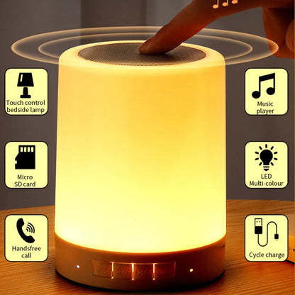 Portable Bluetooth Speaker Player Touch Sensitive LED Light Night Light Illuminated Bedside Table Lamp. (Delivery time is approximately 14 to 21 days.)