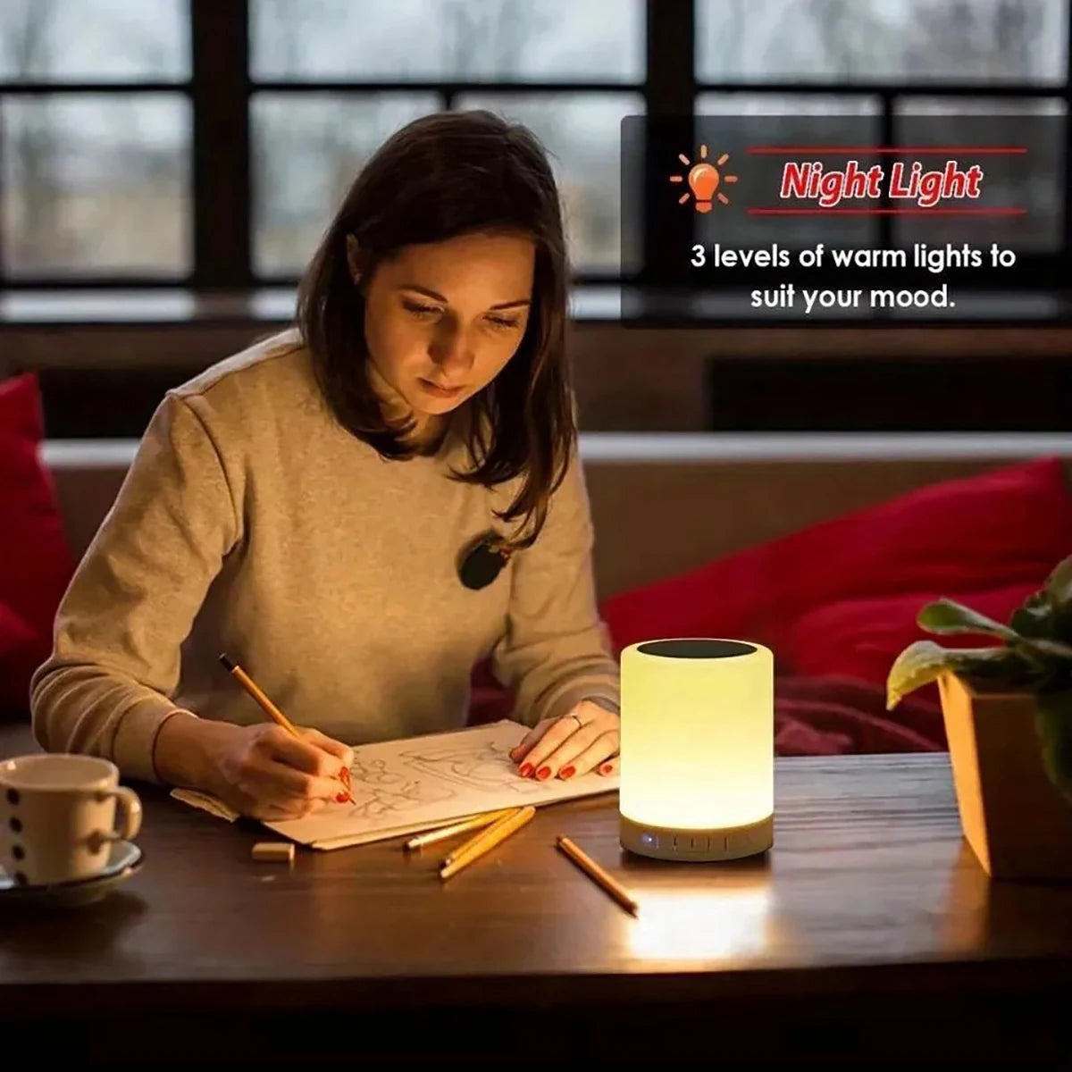 Portable Bluetooth Speaker Player Touch Sensitive LED Light Night Light Illuminated Bedside Table Lamp. (Delivery time is approximately 14 to 21 days.)