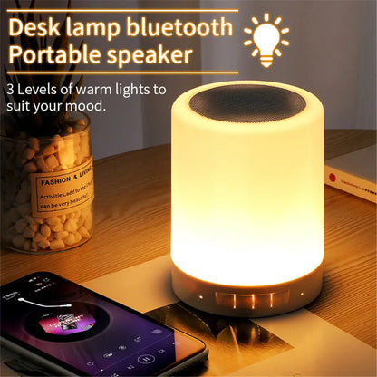 Portable Bluetooth Speaker Player Touch Sensitive LED Light Night Light Illuminated Bedside Table Lamp. (Delivery time is approximately 14 to 21 days.)