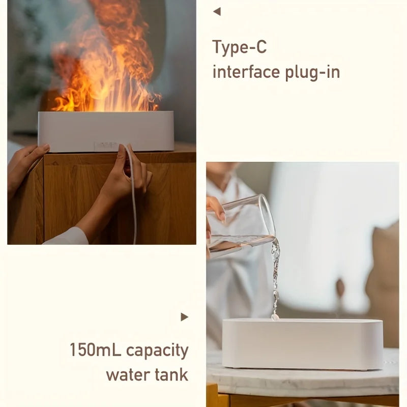 Newest aroma diffuser with flame effect,quiet air humidifier,essential oil,aromatherapy,ultrasonic mist,7 color night light (Delivery time is approximately 14 to 21 days.)