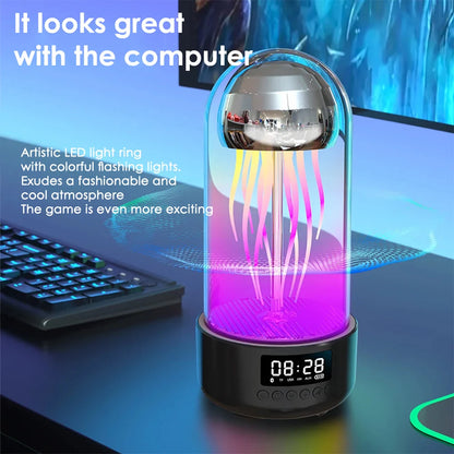 Creative Jellyfish Wireless Speaker with Colorful RGB Breathing Light and Led Clock Display Screen Stereo Subwoofer SpeakerV (Delivery time is approximately 14 to 21 days.)