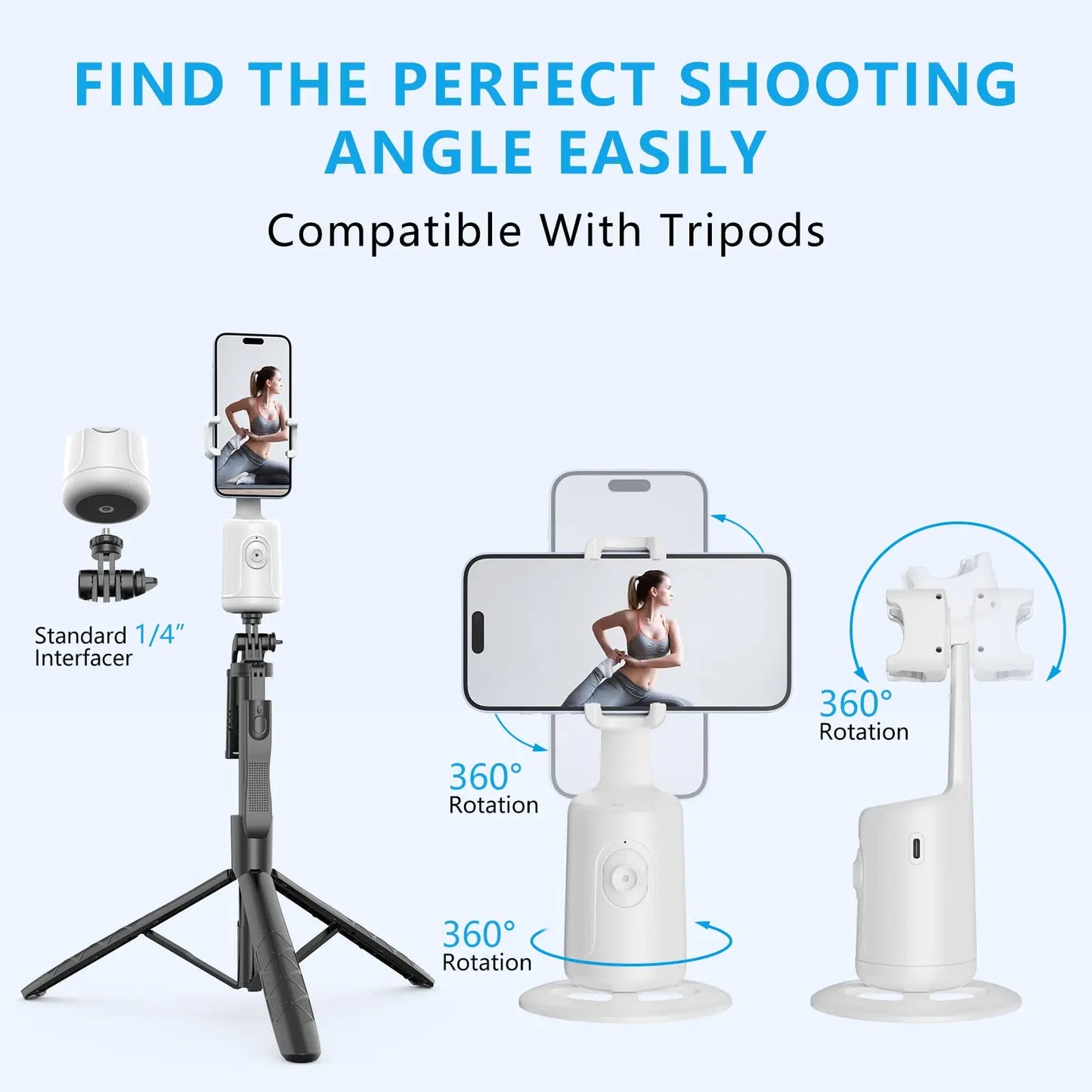 Mini AI Smart Selfie Stick Auto Face Tracking 360 Degree Rotation Phone Holder (Delivery time is approximately 14 to 21 days.)