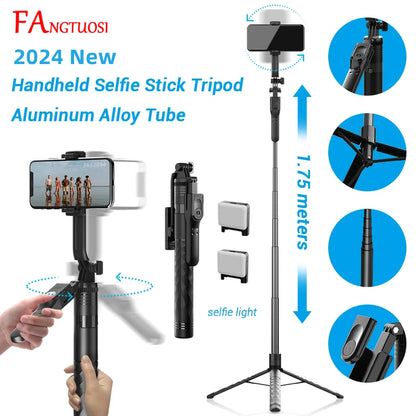 1750mm Wireless Selfie Stick Tripod Foldable Monopod with LED Light for Smartphones Stable Balance Live Shooting (Delivery time is approximately 14 to 21 days.)